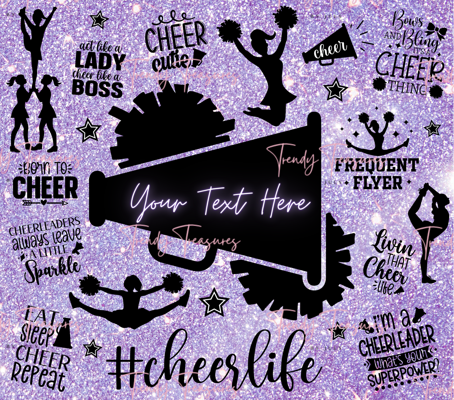 Cheerleader Tumbler Wrap - Cheer - Instant DIGITAL DOWNLOAD - 20oz Skinny Tumbler - Personalized - Sublimation PNG