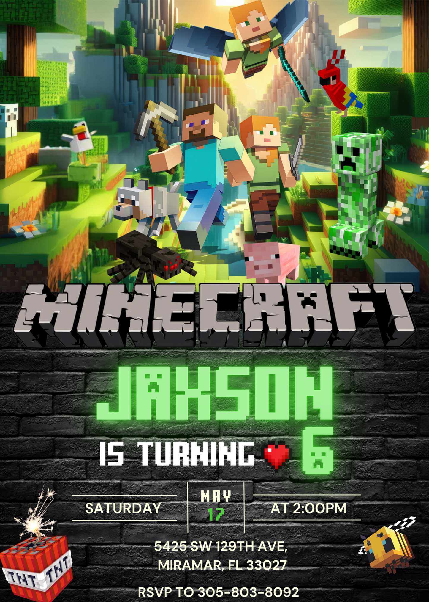 Minecraft Birthday Invite - Editable Digital Download