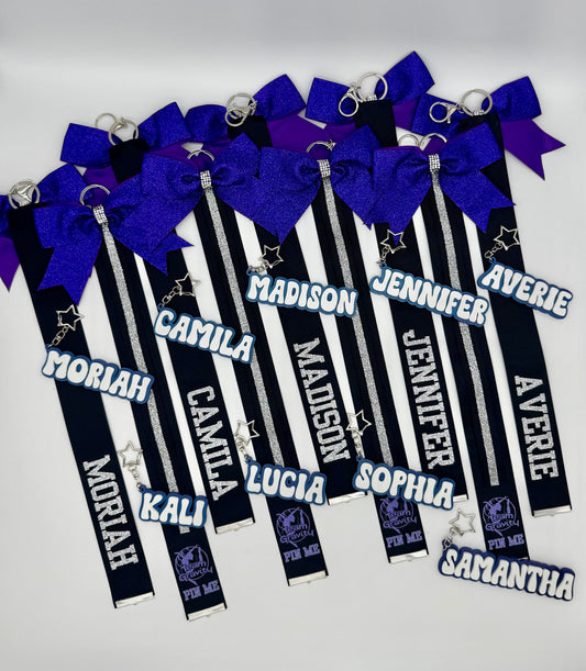 Personalized Gymnast "Pin Me" Bow & Bag Tag