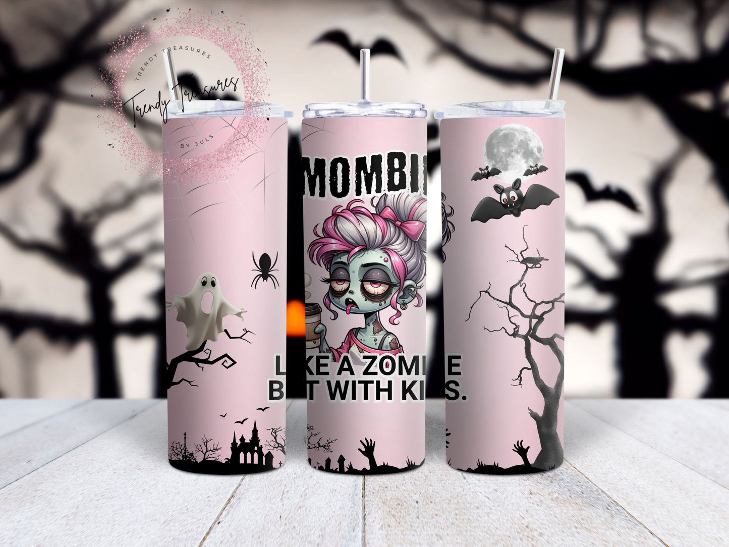 Mombie - 20oz & 30oz Skinny Tumblers - Custom Made/Personalized Halloween Tumbler