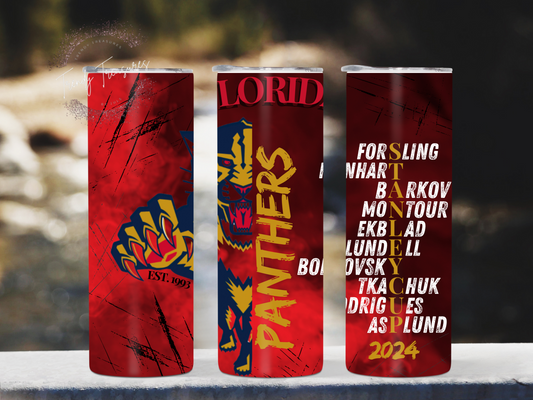 Hockey Tumbler Wrap - Instant DIGITAL DOWNLOAD - 20oz Skinny Tumbler - Panthers - Sublimation PNG